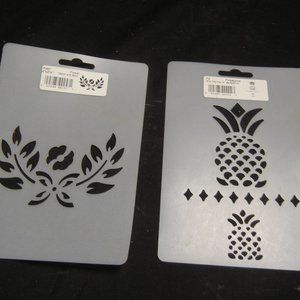 TWO (2) NEW Stencils    Pineapple & Flower